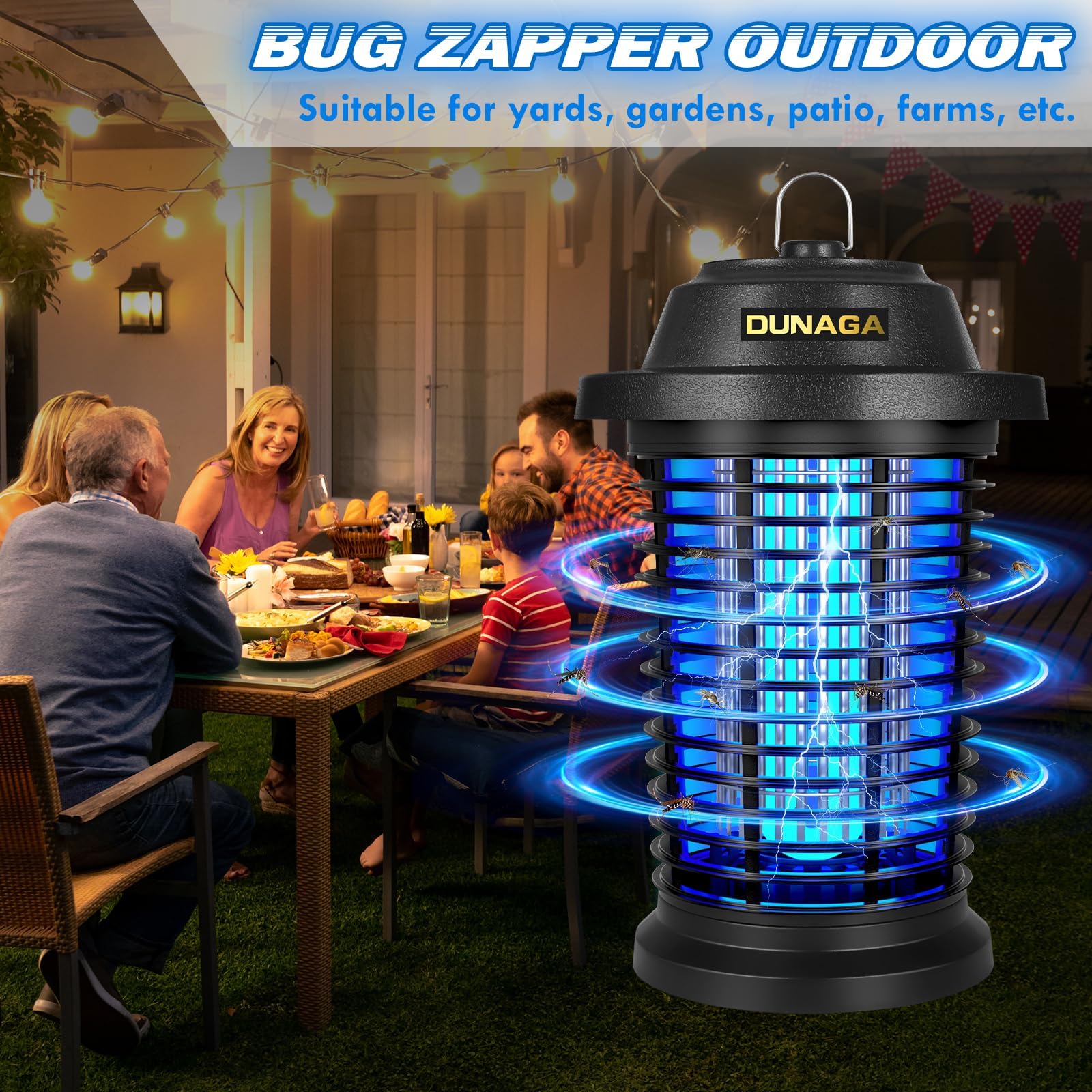 Bug Zapper Outdoor，Mosquito Zapper Fly Zapper，Mosquito Killer Insect Trap for Garden Backyard Patio，Black