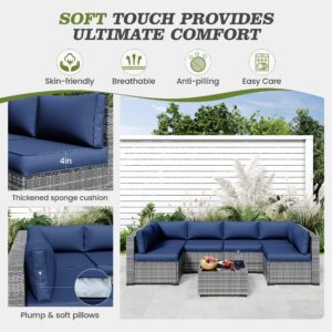 Amopatio Outdoor Cushions for Patio Furniture Replacement, Patio Furniture Cushions for Outdoor Seat, Patio Cushions for Outdoor Furniture, Outdoor Sectional Cushions for Patio Sofa (Navy Blue)