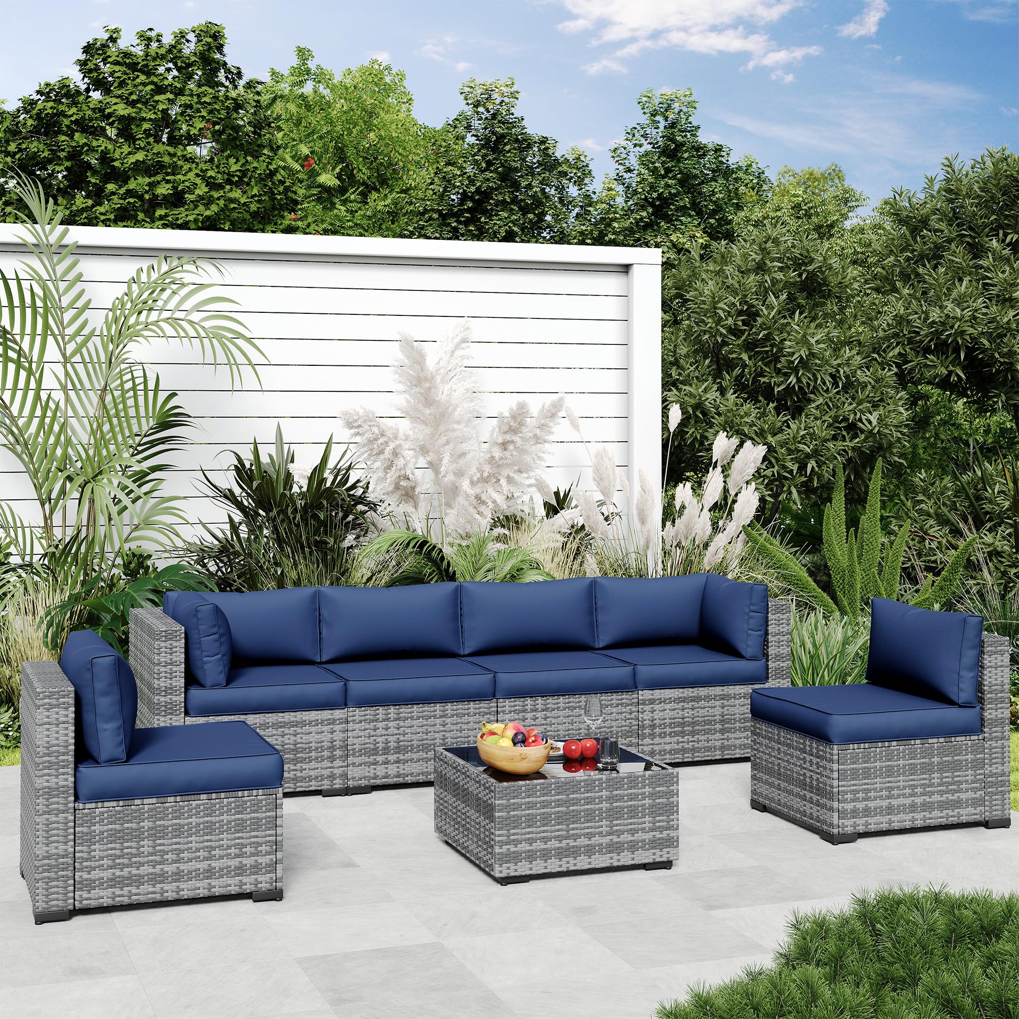 Amopatio Outdoor Cushions for Patio Furniture Replacement, Patio Furniture Cushions for Outdoor Seat, Patio Cushions for Outdoor Furniture, Outdoor Sectional Cushions for Patio Sofa (Navy Blue)