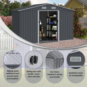 Ball & Cast 6x4 FT Outdoor Storage Shed, Heavy Duty Metal Sheds with Sloping Roof and Sliding Doors,Waterproof Tool Sheds with Punched Vents for Garden,Backyard,Lawn,Easy to Assemble,Grey