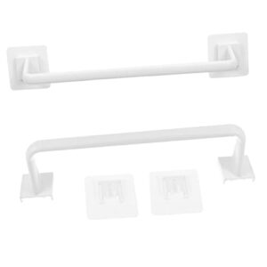 Garneck 3sets Nail- Towel Rail Towel Holder Mount Towel Hooks Hand Towel Rod Square Towel Bathroom Decorations Towel Holder Rod Towel Rod Rack Kitchen Towel Holder Towel Bar White Pp 2pcs*3