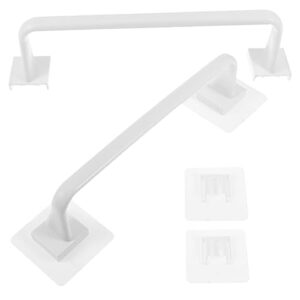 Garneck 3sets Nail- Towel Rail Towel Holder Mount Towel Hooks Hand Towel Rod Square Towel Bathroom Decorations Towel Holder Rod Towel Rod Rack Kitchen Towel Holder Towel Bar White Pp 2pcs*3