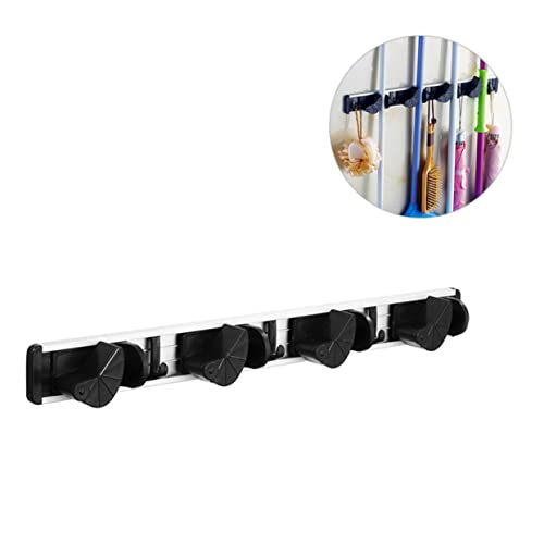 JEWEDECO Broom Organizer Wall Mount Clothing Rack Broom and Mop Organizer Broom Hanger Broom Clip Wall Mount Wall Shelf Brackets Garage Storage Rack Mop Mount Clothing Rack Mop Rack