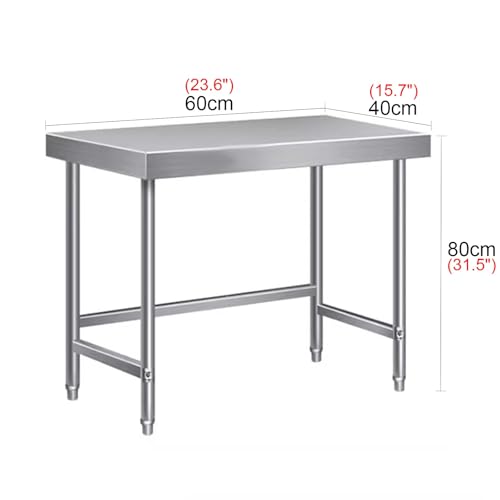 Kitchen Stainless Steel Work Table Commercial Prep Table Single Tier Metal Table Chopping Table Multifunctional Kitchen Cookware Stand Large Storage Work Table