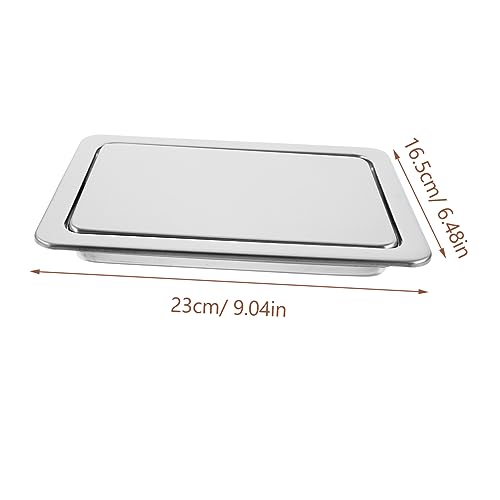 PAMINGONO Trash Lid Recessed Trash Bin Tectangjer Recessed Counter Top Cover Bathroom Tabletop Trash Recessed Lid Grooments Trash Bin Lid Only Hanging Garbage Bin 430 Stainless Steel Silver