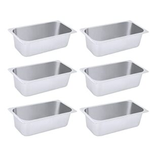 syunoyzbin 6 pack hotel pans commercial stainless steel pan 1/3 size 4" deep for a catered event grocery store ice-cream shop cafeterias