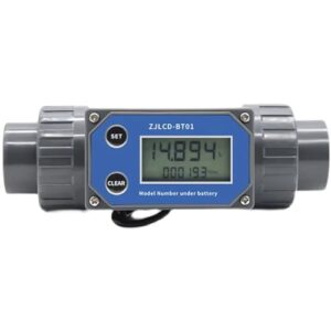 DN25-80 Turbine Flow Meter Electronic LCD Digital Display Flowmeter ZJLCD-BT01 PVC Pipe Liquid Water for Farm/Garden Irrigation(DN40,with Cable)