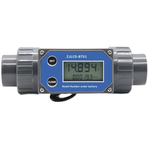 DN25-80 Turbine Flow Meter Electronic LCD Digital Display Flowmeter ZJLCD-BT01 PVC Pipe Liquid Water for Farm/Garden Irrigation(DN40,with Cable)