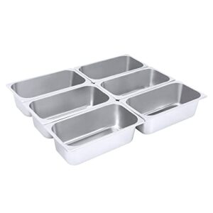 SYUNOYZBIN 6 Pack Hotel Pans Commercial Stainless Steel Pan 1/3 Size 4" Deep for a Catered Event Grocery Store Ice-Cream Shop Cafeterias