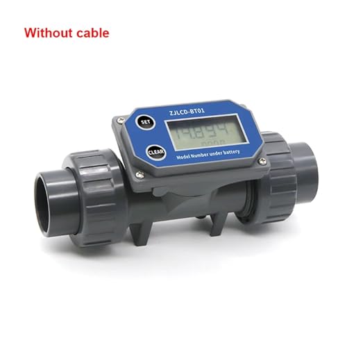 DN25-80 Turbine Flow Meter Electronic LCD Digital Display Flowmeter ZJLCD-BT01 PVC Pipe Liquid Water for Farm/Garden Irrigation(DN40,with Cable)