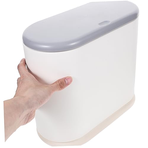 CRILSTYLEO Garbage Can Trash Can with Lid Toilet Trash Can Recycling Bin Reusable Trash Can Office Trash Can Trash Can Bathroom with Lid Litter Trash Can Trash Bin with Lid Abs White