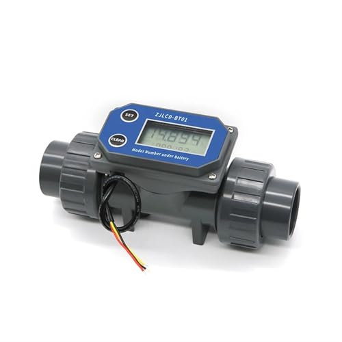 DN25-80 Turbine Flow Meter Electronic LCD Digital Display Flowmeter ZJLCD-BT01 PVC Pipe Liquid Water for Farm/Garden Irrigation(DN40,with Cable)