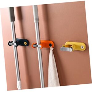 TOGEVAL 4pcs Wall Mounted Mop Hanger Cleaning Tools Organizer Wall Mount Clothing Rack Broom Hook Broom Hanger Organizer Garage Utility Rack Broom Holder Wall Mount Self Adhesive Yellow