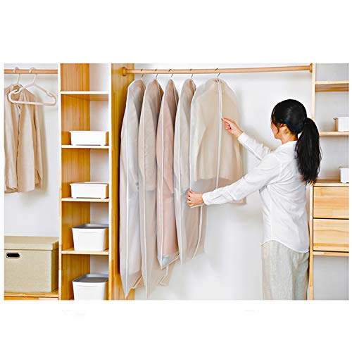 5 Pcs Garment Bag Travel Suit Dress Storage Clear Cover Full Zipper Coat Carrier, Garment Bags for Travel, Translucent Suit Bag for Hanging Clothes, Suits