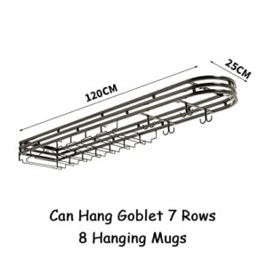 Ceiling Glass Rack Ceiling Hanging Rack,Adjustable Height,Metal Holder Stemare Goblets,for Bars Restaurants Kitchens,Can Bear 100KG