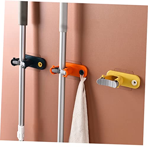 TOGEVAL 4pcs Wall Mounted Mop Hanger Storage Hangers Cleaning Mop Cleaning Tools Wall Mounted Clothes Hanger Broom Holder Broom Mop Holder Garage Utility Hooks Mop Rack Dustpan Hanger Blue