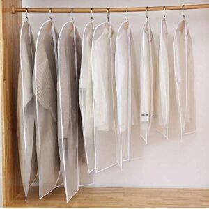 5 Pcs Garment Bag Travel Suit Dress Storage Clear Cover Full Zipper Coat Carrier, Garment Bags for Travel, Translucent Suit Bag for Hanging Clothes, Suits