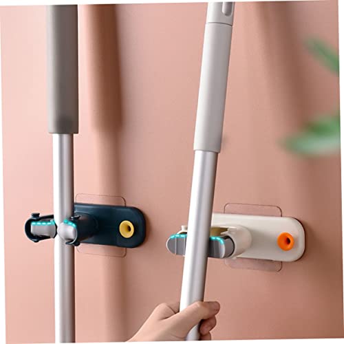 Unomor 2sets Wall Mounted Mop Hanger Broom and Mop Holder Wall Mounted Adhesive Garage Broom Holder Cleaning Tools Dustpan Hanger Broom Wall Holder Broom Mop Holder Mop Hooks Beige 4pcs*2