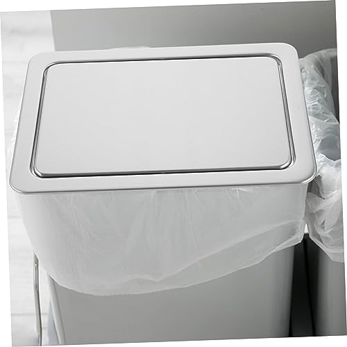 PAMINGONO Trash Lid Recessed Trash Bin Tectangjer Recessed Counter Top Cover Bathroom Tabletop Trash Recessed Lid Grooments Trash Bin Lid Only Hanging Garbage Bin 430 Stainless Steel Silver