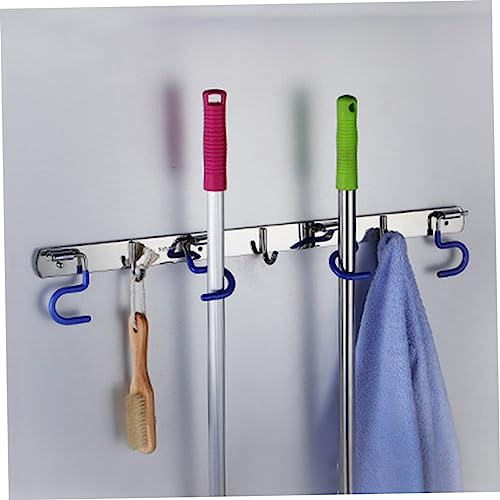 GRIRIW 1pc Broom Holder Garden Tool Organizer Viscose Hook Multi Tool Broom Mounted Mop Holder Wall Mounted Organizer Multipurpose Tool Wall Mounted Broom Organizer 304 Stainless Steel