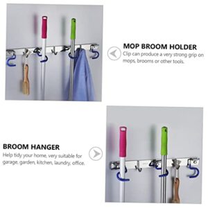 QUMIIRITY 1pc Broom Holder Mop Hanger Organizer Mop Hook Punch Broom and Mop Storage Rack Viscose Hook Multitools Mop Hanger Wall Mount Wall Mounted Broom Organizer 304 Stainless Steel