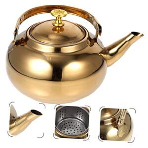 UTHCLO 1pc Stainless Steel Exquisite Pot Coffee Espresso Stove Tea Pots Coffee Pot Retro Espresso Machine Tea Warmer Retro Coffee Machine Heat Water Kettle Water Boiling Container Golden