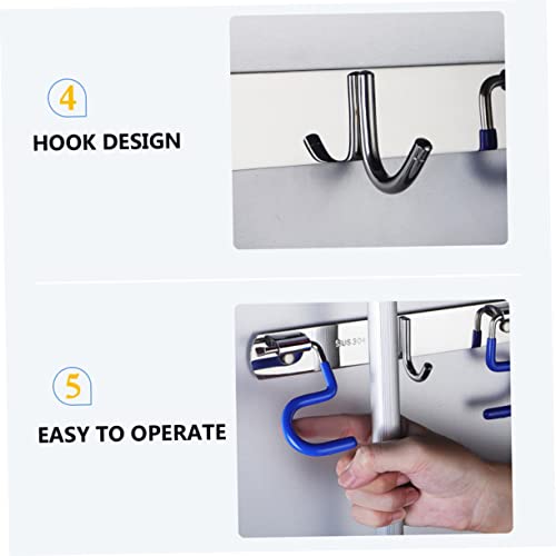 GRIRIW 1pc Broom Holder Garden Tool Organizer Viscose Hook Multi Tool Broom Mounted Mop Holder Wall Mounted Organizer Multipurpose Tool Wall Mounted Broom Organizer 304 Stainless Steel