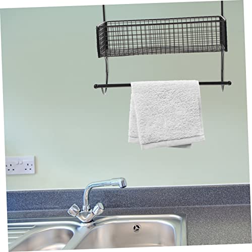 GOOHOCHY 1 Set Towel Rack Electric Cord Holder Multi-Function Storage Shelf Wall Mount Baskets for Shelves Kitchen Bathroom Organizer Wall Punch- Shelf Hanger Holder Carbon Steel Black