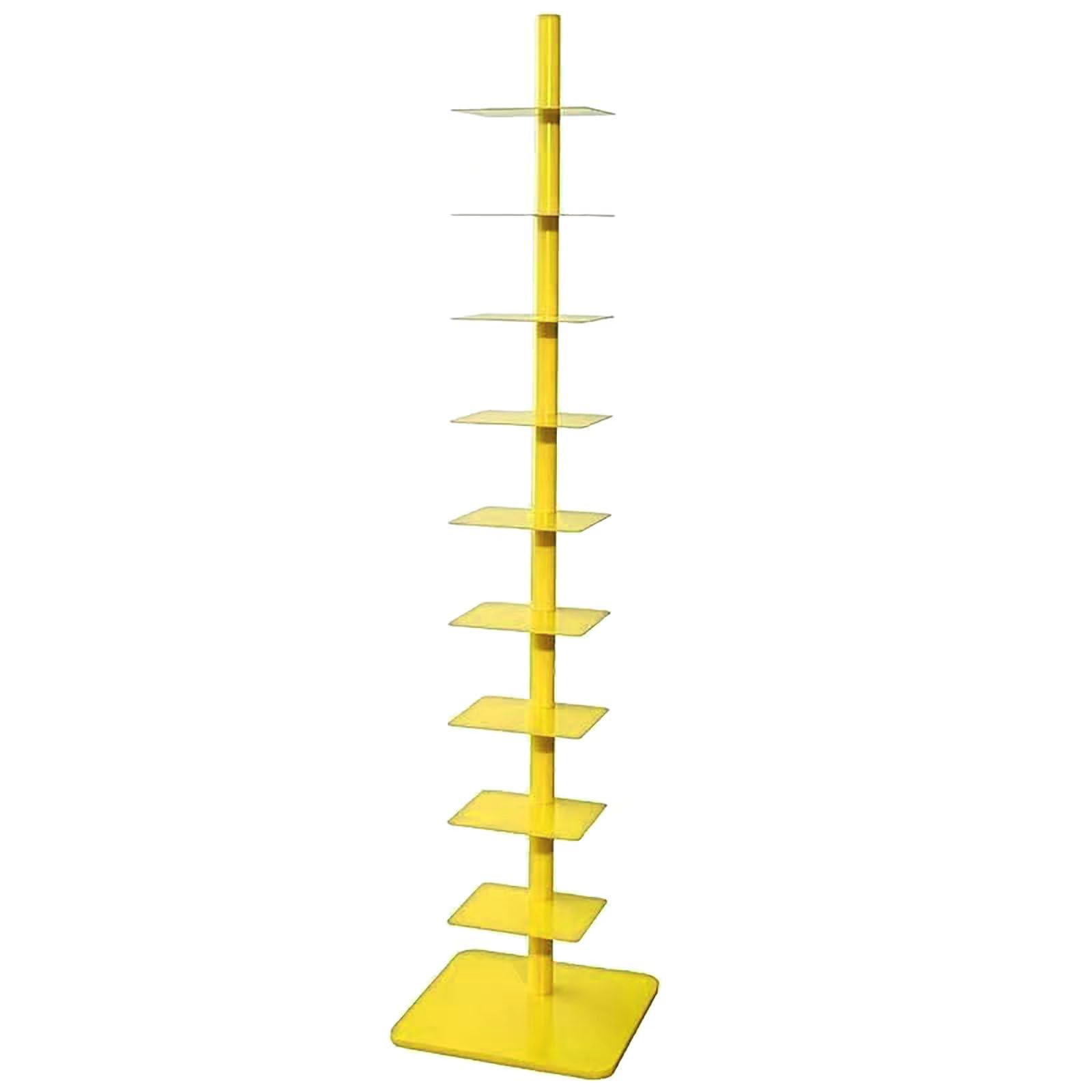 YCHMYYXGS 9 Tier Spine Bookshelf, Rotating Bookshelf, Height-Adjustable Rotating Vertical Spine Book Tower, for Living Room, Bedroom, Study Room, Home Theater, etc (Yellow)