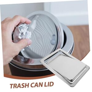 PAMINGONO Trash Lid Recessed Trash Bin Tectangjer Recessed Counter Top Cover Bathroom Tabletop Trash Recessed Lid Grooments Trash Bin Lid Only Hanging Garbage Bin 430 Stainless Steel Silver