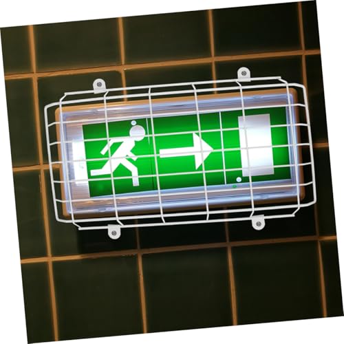 Balacoo 2pcs School Evacuation Sign Indicator Light Exit Sign Protective Cage Emergency Signal Damage Stopper Wire Guard for Emergency Light Emergency Light Metal Cover Iron White