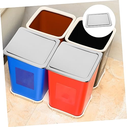 PAMINGONO Trash Lid Recessed Trash Bin Tectangjer Recessed Counter Top Cover Bathroom Tabletop Trash Recessed Lid Grooments Trash Bin Lid Only Hanging Garbage Bin 430 Stainless Steel Silver