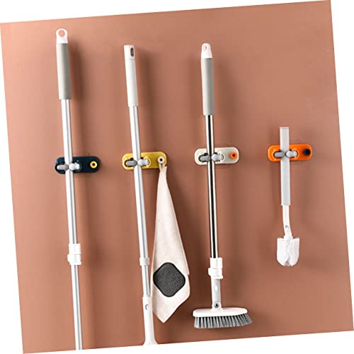 Unomor 2sets Wall Mounted Mop Hanger Broom and Mop Holder Wall Mounted Adhesive Garage Broom Holder Cleaning Tools Dustpan Hanger Broom Wall Holder Broom Mop Holder Mop Hooks Beige 4pcs*2