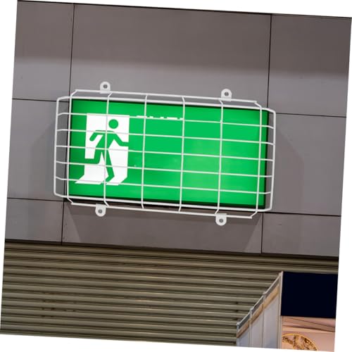 Balacoo 2pcs School Evacuation Sign Indicator Light Exit Sign Protective Cage Emergency Signal Damage Stopper Wire Guard for Emergency Light Emergency Light Metal Cover Iron White