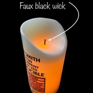 Ships Fast from Texas! Personalized Crucible Smooth Wax LED Flameless Flickering Prayer Candle with Name, Battalion, Company, and Platoon.