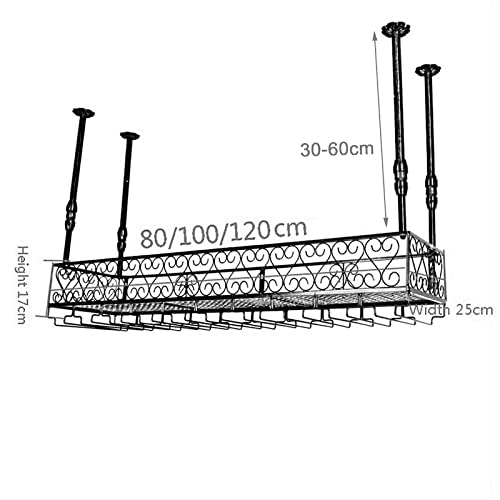 Ceiling Glass Rack Ceiling Hanging Display Rack,Adjustable Height,Metal Bottle Holder,Stemare Holder,Big Capacity Storage Shelf Organization,for Bars Restaurants Kitchens