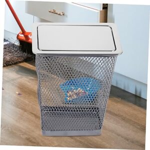 PAMINGONO Trash Lid Recessed Trash Bin Tectangjer Recessed Counter Top Cover Bathroom Tabletop Trash Recessed Lid Grooments Trash Bin Lid Only Hanging Garbage Bin 430 Stainless Steel Silver