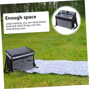 ULTECHNOVO 1pc Box Takeaway Box Large Container Insulated Aluminum Lunch Bag Pizza Warmer Bag Foldable Grocery Bags Wick Holders for Oil Lamps Insulated Casserole Carrier Hardcore Black