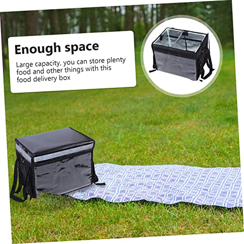 ULTECHNOVO 1pc Box Takeaway Box Large Container Insulated Aluminum Lunch Bag Pizza Warmer Bag Foldable Grocery Bags Wick Holders for Oil Lamps Insulated Casserole Carrier Hardcore Black