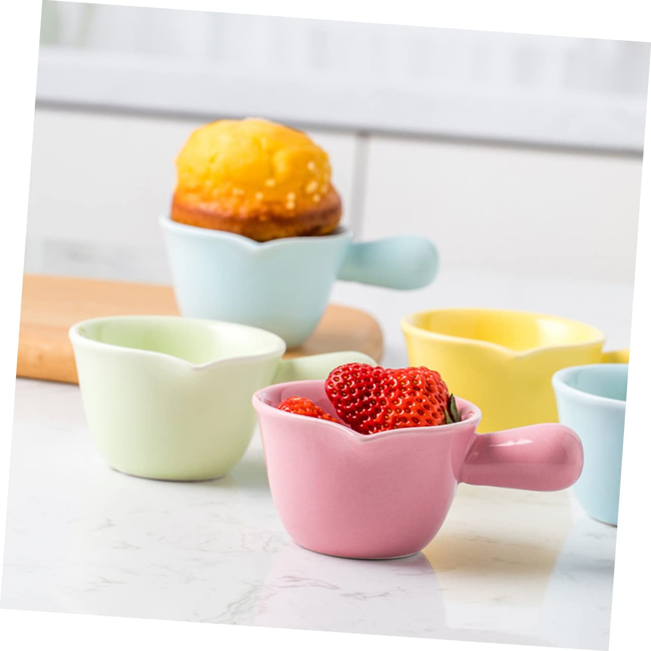 FUNOMOCYA Ceramic Cookware Small Soup Pot Mini Serving Bowl Sauce Bowl Powdered Creamer for Milk Pan with Handle Boot Pot Snack Plate Cereal Bowls Noodle Saucepan Coffee Creamer Pink