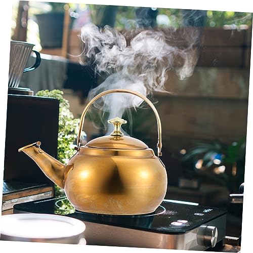 UTHCLO 1pc Stainless Steel Exquisite Pot Coffee Espresso Stove Tea Pots Coffee Pot Retro Espresso Machine Tea Warmer Retro Coffee Machine Heat Water Kettle Water Boiling Container Golden