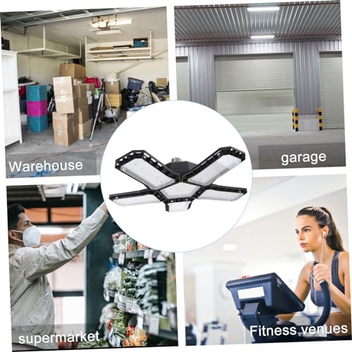 SOESFOUFU Folding Garage Light Garage Lights LED Panel LED Garage Ceiling Light Garage 5 Panel Lights Garage Folding Light Warehouse Ceiling Light Garage Warehouse Light Black Plastic