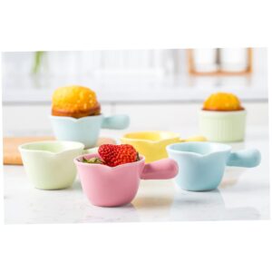 FUNOMOCYA Ceramic Cookware Small Soup Pot Mini Serving Bowl Sauce Bowl Powdered Creamer for Milk Pan with Handle Boot Pot Snack Plate Cereal Bowls Noodle Saucepan Coffee Creamer Pink