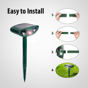 Ultrasonic Animal Repeller, Solar Powered Animal Repellent, Waterproof Animal Deterrent Devices Outdoor Repels Cat, Dog, Fox, Derrent, Rat, etc