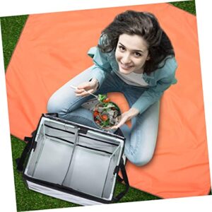 ULTECHNOVO 1pc Box Takeaway Box Large Container Insulated Aluminum Lunch Bag Pizza Warmer Bag Foldable Grocery Bags Wick Holders for Oil Lamps Insulated Casserole Carrier Hardcore Black