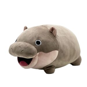 moo deng hippo plush, 2024 moodeng plush toys, cute pygmy hippo soft plushie toy for fans, 16" hippopotamus plushie doll, stuffed animals pillow for kids fans christmas birthday giftmoo deng