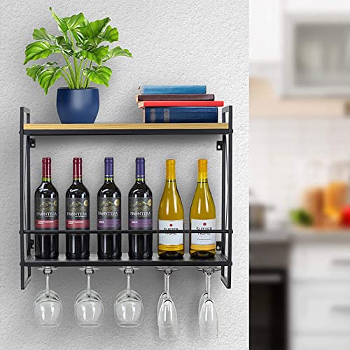 Ceiling Glass Rackrought Ironall-Mounted Rack,Hanging Glass Holder, Rackith Glass Holder, Shelving Shelf,for Bars Restaurants Kitchen,60×20×52cm