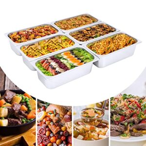 SYUNOYZBIN 6 Pack Hotel Pans Commercial Stainless Steel Pan 1/3 Size 4" Deep for a Catered Event Grocery Store Ice-Cream Shop Cafeterias