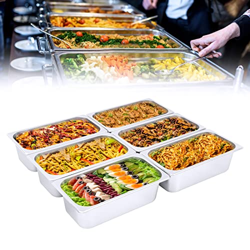 SYUNOYZBIN 6 Pack Hotel Pans Commercial Stainless Steel Pan 1/3 Size 4" Deep for a Catered Event Grocery Store Ice-Cream Shop Cafeterias