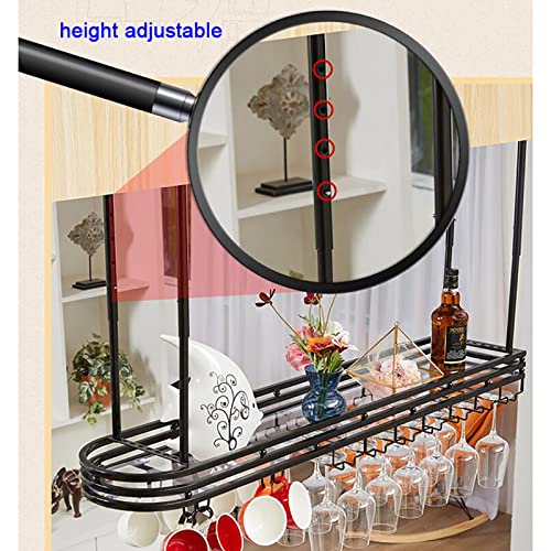 Ceiling Glass Rack Ceiling Hanging Rack,Adjustable Height,Metal Holder Stemare Goblets,for Bars Restaurants Kitchens,Can Bear 100KG